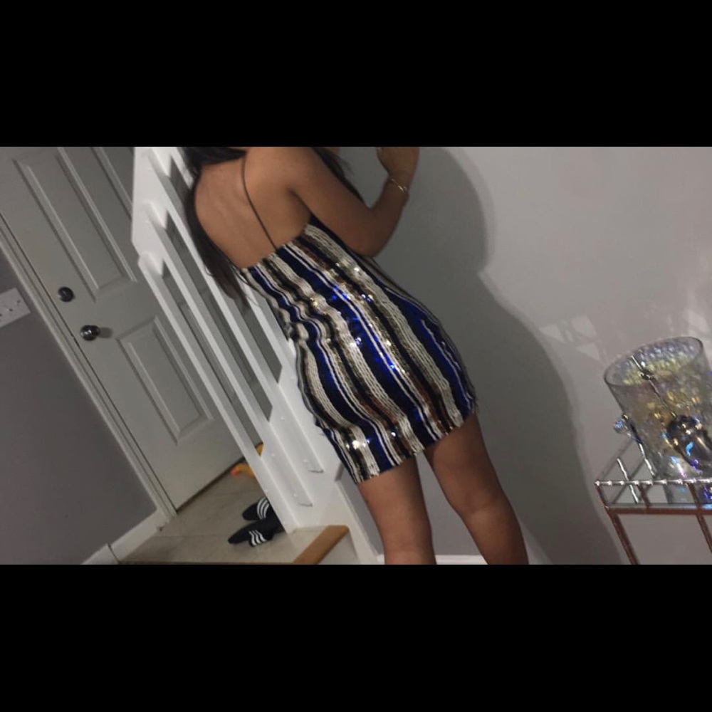 Blue Gold and Silver Sequence Dress